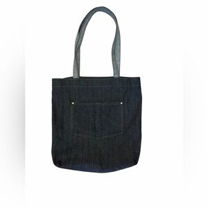 Men's Dark Blue Denim Messenger Tote with Front Pocket